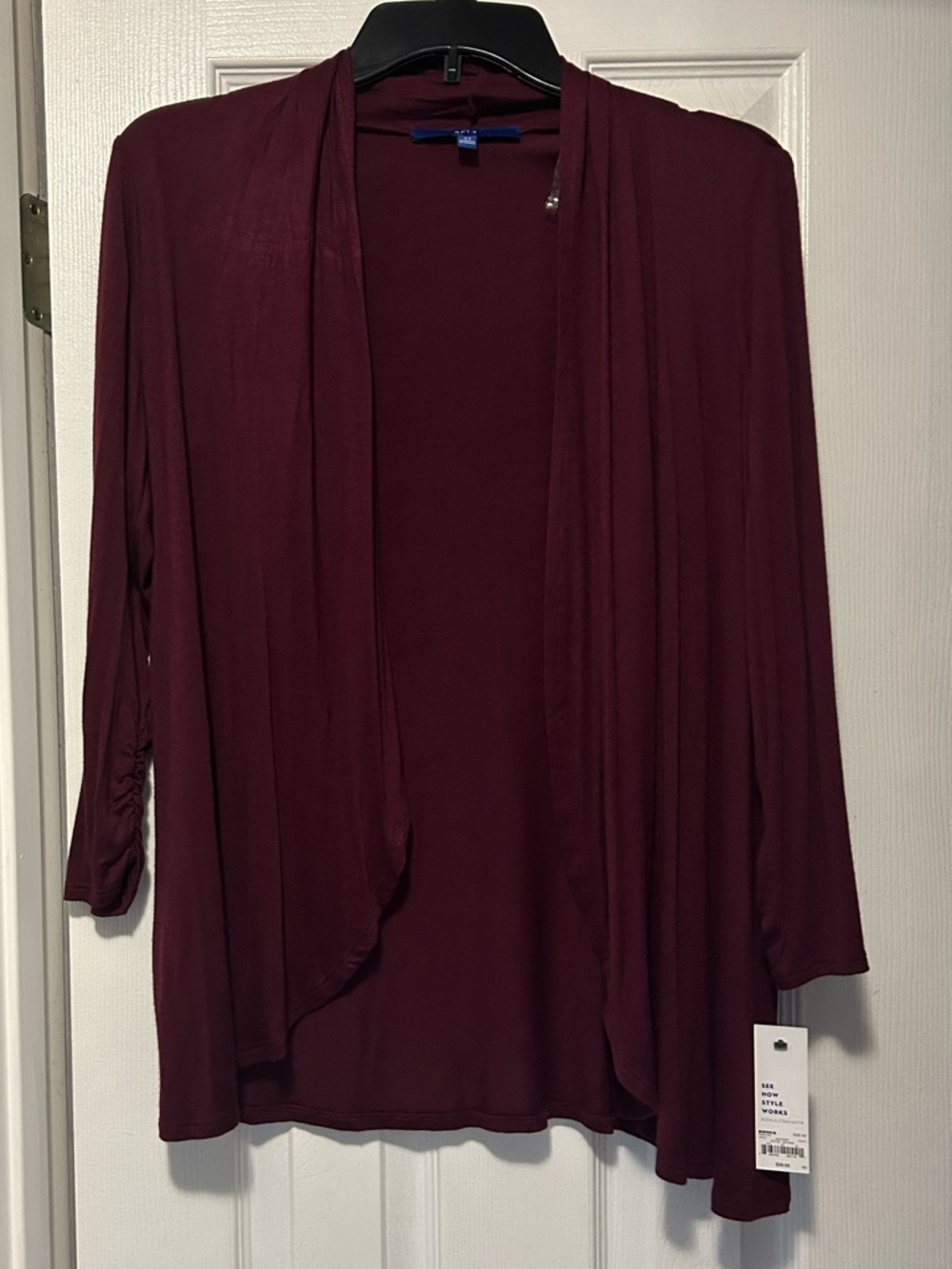 Apt. 9 Burgundy Open-Front Cardigan